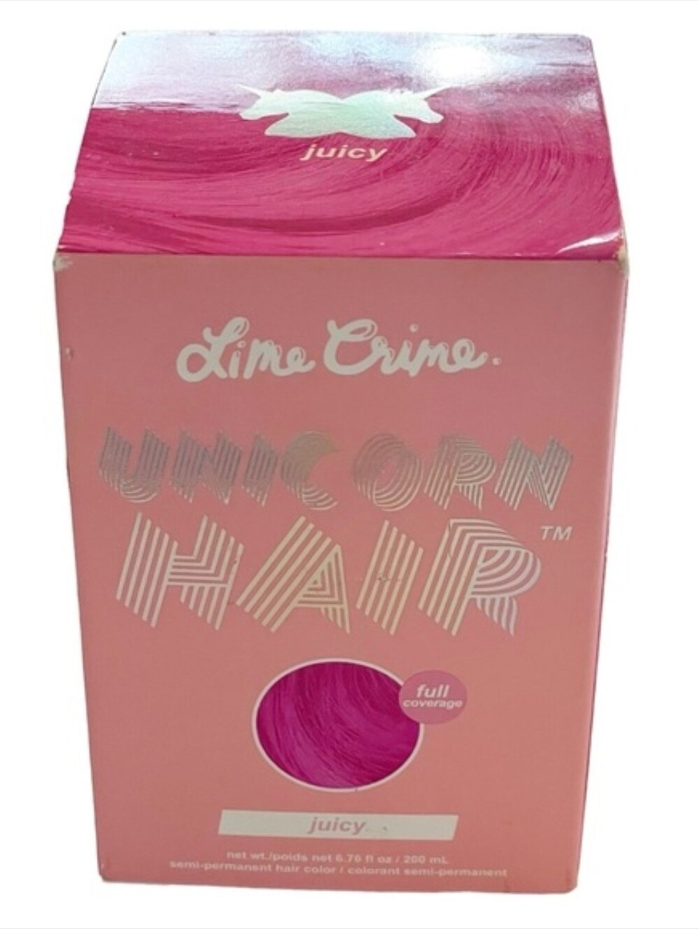 Lime Crime Unicorn Hair Dye Full Coverage Semi Permanent Juicy Pink 6.76 oz NEW